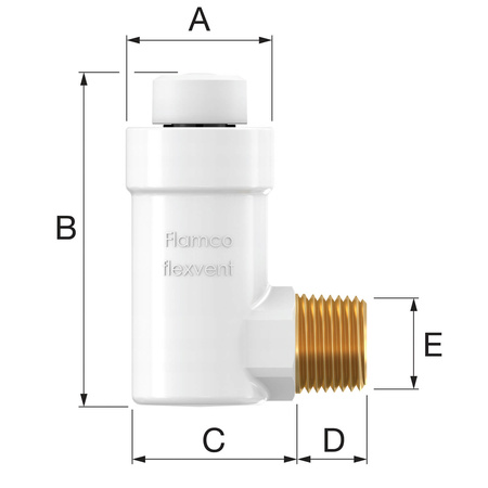 Odpowietrznik automatyczny FLAMCO Flexvent H, kątowy 1/2" biały