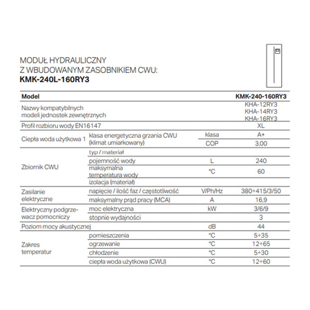 KAISAI pompa ciepła SPLIT 12 kW z zasobnikiem CWU