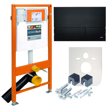 Stelaż WC JOMOTech Exclusive 2.0 - czarny mat, wysokość 1120mm, z wsparciem i przyciskiem