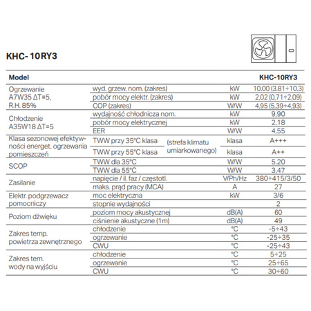 KAISAI Pompa ciepła monoblok KHC Arctic 10 kW