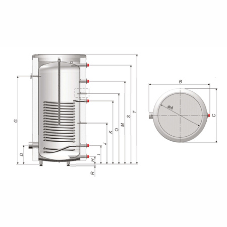  BIAWAR W-E 125.81 Zasobnik stojący MEGA 125l wężownica spiralna