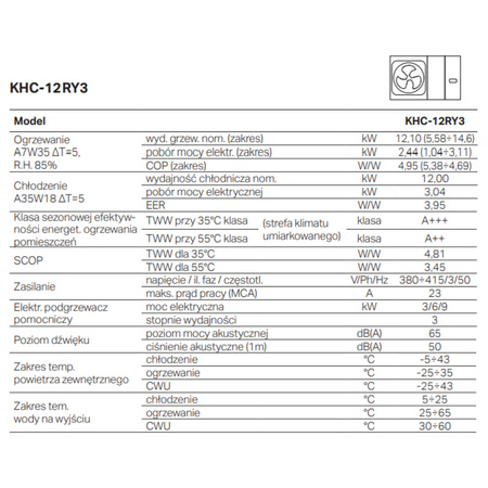 KAISAI Pompa ciepła monoblok KHC Arctic 12 kW