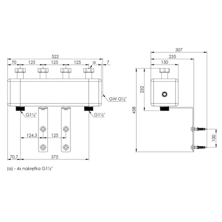 AFRISO Rozdzielacz dla 2 obiegów ze sprzęgłem hydraulicznym KSV 125-2 do 70 kW