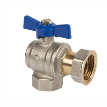 INVENA Zawór kulowy kątowy PROV 1/2" ze śrubunkiem niebieski/czerwony motylek