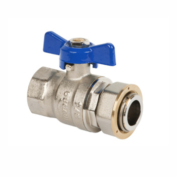 INVENA 3/4"  ZAWÓR KULOWY PROSTY Z PÓŁŚRUBUNKIEM Z NIEBIESKIM I CZERWONYM MOTYLKIEM 3/4" TYP CIĘŻKI PROV