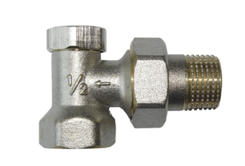 INVENA 1/2" 1,0MPa ZAWÓR GRZEJNIKOWY INVENA KĄTOWY POWROTNY  ze śrubunkiem, do rur stalowych