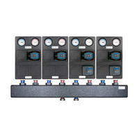 Zestaw czterech grup pompowych dwie PrimoTherm K 180-1 DN25 i dwie PrimoTherm K 180-2 DN25 oraz rozdzielacz KSV 125-4, do 70 kW, dla 4 obiegów